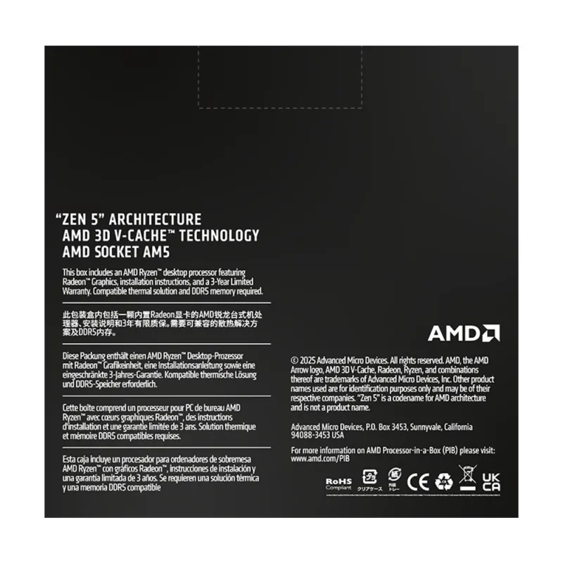 AMD Ryzen 9 9950X3D2 Dual Edition 4.30GHz 16 Çekirdek 192MB Önbellek Soket AM5 Box İşlemci