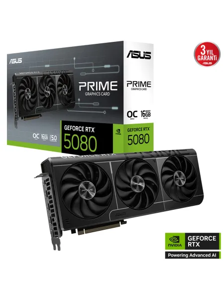 ASUS PRIME GeForce RTX 5080 PRIME-RTX5080-O16G 16GB GDDR7 OC Edition 256 Bit Gaming (Oyuncu) Ekran Kartı