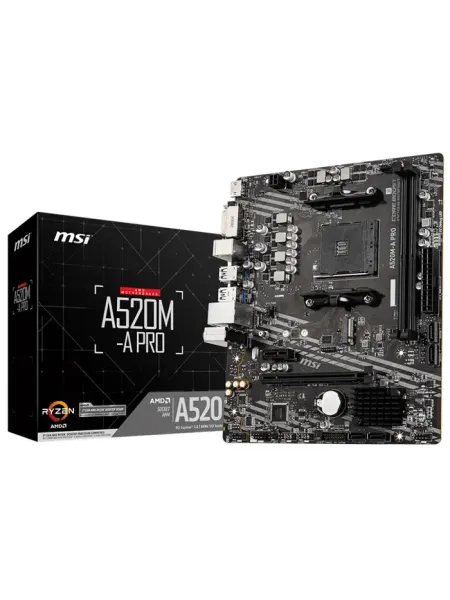 MSI A520M-A PRO AMD A520 Soket AM4 DDR4 4600(OC)MHz mATX Gaming Anakart