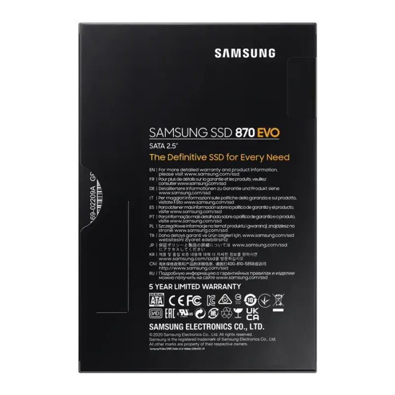 Samsung 870 EVO MZ-77E2T0BW 2TB 560/530MB/s 2.5″ SATA 3 SSD Disk